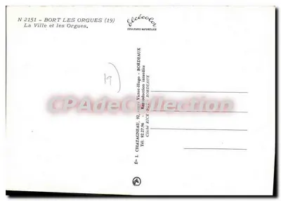 Bort-les-Orgues (19) — Miasto i Orgi — wydawca L. Chatagneau, Bordeaux — Rewers