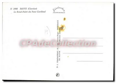 Brive (Corrèze) — O Rond-Point do Ponte Cardinal — Editor Elcé, n° 1998 — Verso