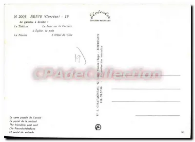 Brive-la-Gaillarde — Lembrete de Brive — Editor Elcè, n° 2005 — Verso