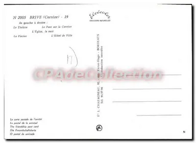 Brive-la-Gaillarde — Lembrete de Brive — Editor Elcè, n° 2005 — Verso