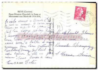 브리브 (코르레즈) — 윈스턴 처칠 광장, 1914-1918 전몰자 기념비 — 아트 마르티네 편집 — 뒷면