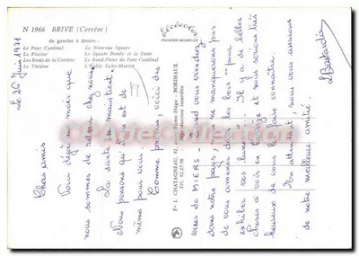 Brive-la-Gaillarde — Lembrança — Editor Debrive — Verso
