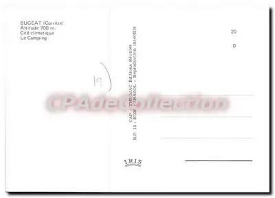 Bugeat (Corrèze) — Camping — Éditions Panazol — Verso
