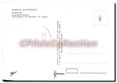 Grupa szkolna w Corrèze — Corrèze — Wydawnictwo 'LA CIGOGNE' — Vichy — Rewers