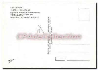 Szkoła praktyczna Inżynierii Budowlanej — Egletons — Wydawnictwo La Cigogne — Rewers