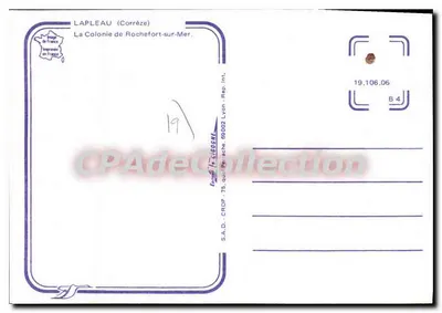 Lapleau (Corrèze) — La Colonie de Rochefort-sur-Mer — S.A.D. CRDP Lyon — Verso