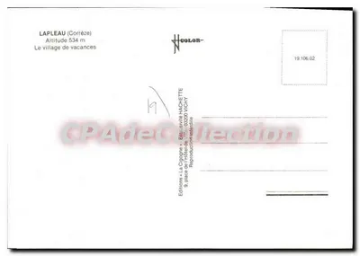 A Garça — Lapleau (Corrèze) — Editor La Garça, Hachette Vichy — Verso