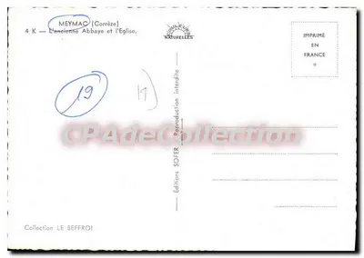 Meymac (Corrèze) — A antiga abadia e a igreja — Éditions SOFER — Verso