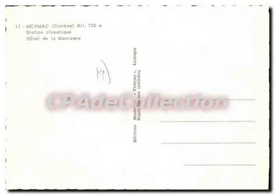 Hôtel de la Montagne — Sejour Montalescen — Éditions Limoges — Verso