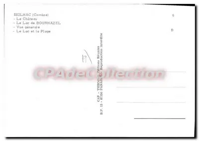 Seilhac — Widok jeziora, zamku i plaży — Théorac Éditions Panazol — Rewers