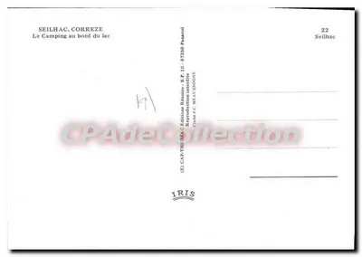 Seilhac, Corrèze — Obozowisko przy jeziorze — Wydawnictwo J.C. Beauzoo, Panazol — Rewers