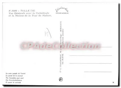 Tulle (19) — Vista Geral com a Catedral e a Torre de Maïsse — Élécé — Verso