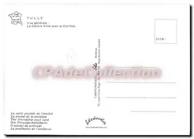 Tulle — Widok ogólny — Centrum Miasta z Koryźzą — Wydawca Elcée — Rewers