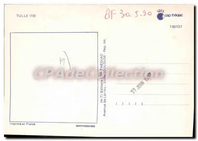 Tulle — Ogólny widok, nabrzeża, katedra, klasztor, prefektura — Éditions Cap Théojac — Rewers