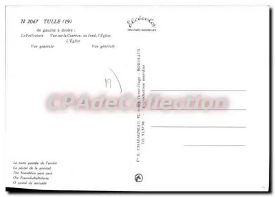 Tulle — Widok prefektury, Corrèze i kościoła — Wydawca L. Chatagneau, Tulle — Rewers