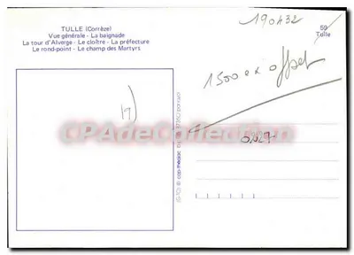 Tulle — ogólne widoki i miejsca — wydawca CPADeCollection, nr 19 — Rewers