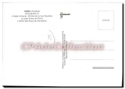 Ussel (Corrèze) — widok panoramiczny — Wydawnictwo Hachette — Rewers