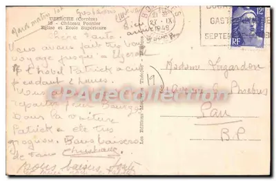 Uzerche (Corrèze) — Castelo de Pontlier, Igreja e Escola Superior — Théojac — Verso