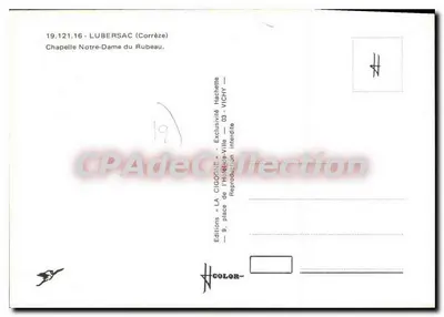 Lubersac — Kaplica Najświętszej Maryi Panny z Rubeau — Wydawnictwo La Cigogne, Vichy — Rewers