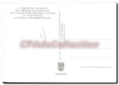 Castelo e as Salas de Jantar — Centro de Férias da Obra dos Pupilos da Escola Pública da Vienne — Éditions Tibojac — Verso