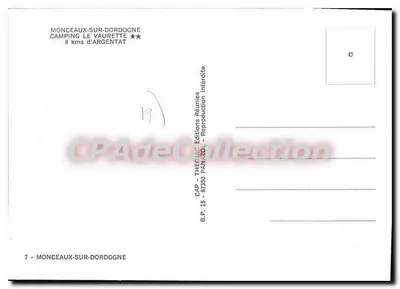 Camping Le Vaurette — Monceaux-sur-Dordogne — CAP - Théouac Éditions Réunies — Verso