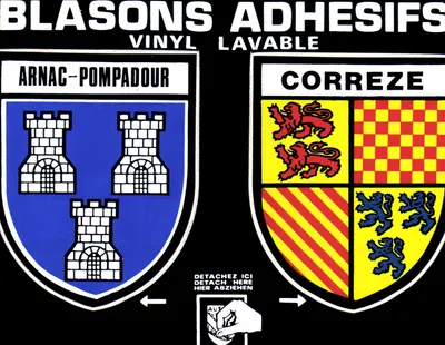 Blason de Arnac-Pompadour e Corrèze — Selos adesivos de vinil lavável — Éditions Larrieu