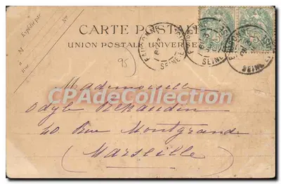 Domont - Hameau de Manine — Localidade com estátuas e alamedas — editor Léonille, Fréderic & Cie — Verso