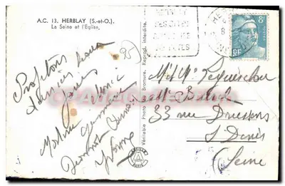 Herblay (S.-et-O.) — A Sena e a Igreja — A.C. 13, Foto Bromure — Verso