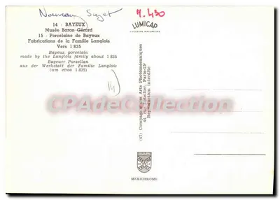 Porcelana de Bayeux — Fabricações da Família Langlois cerca de 1835 — Mexichrome — Verso