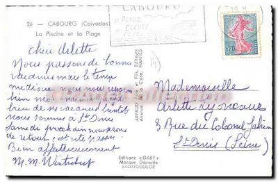 CABOURG (Calvados) — A Piscina e a Praia — Edições Gaby — Verso