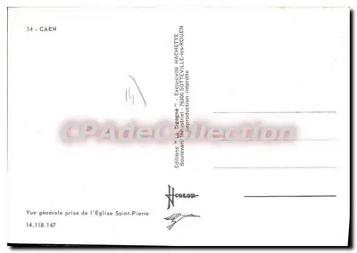 Ogólny widok Caen — zajęcie kościoła Świętego Piotra — Wydawnictwo La Cigogne — Rewers