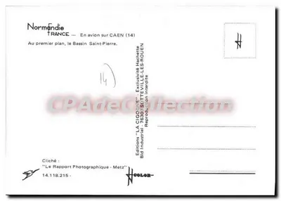 Bassin Saint-Pierre — Caen, Normandia — Edições 'LA CIGOGNE' — Verso