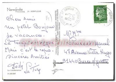 Honfleur — La Lieutenance — Wydawnictwo Hachette — Rewers