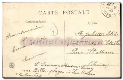 Luc-sur-Mer (Calvados) — El Extremo de la Dique y las Escolleras de Langrune — Al « Petit Paradis » — Reverso