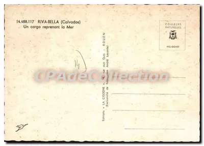 Kongo Hansborg — statek towarowy na przystani — wydawnictwo Riva-Bella (Calvados) nr 14.488.117 — Rewers