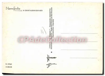 Saint-Aubin-sur-Mer — vista de la playa y del puerto — Ediciones 'La Cigogne' — Reverso