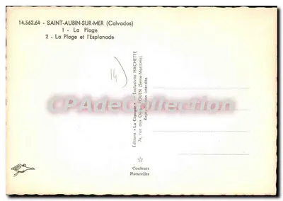 Saint-Aubin-sur-Mer - Calvados — vista de la playa y del área frontal — Ediciones La Cigogne, Rouen — Reverso
