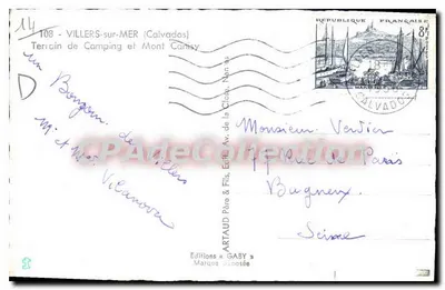 Campingterrein bij Villers-sur-Mer — campingterrein en Mont Canisy — Uitgaven Gaby — Achterkant