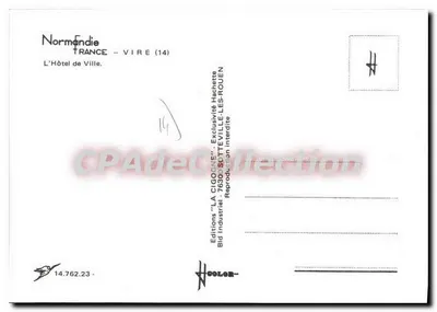 O Hotel de Ville de Vire — Normandia — Edições 'LA CIGOGNE' — Verso
