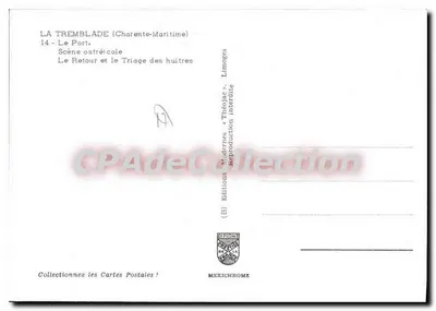 La Tremblade (Charente-Maritime) — O Porto. Cena de cultivo de ostras. Triagem das ostras — Éditions Diplôme — Verso