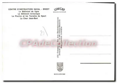 Półnowoczesna pocztówka Brest centrum szkolenia morskiego Statek linii Statek Armorique basen kwatera Jean — Rewers