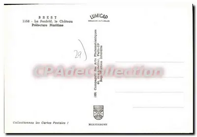 Brest - Zamek, Prefektura Morska — Lumicap, nr 1158 — Rewers