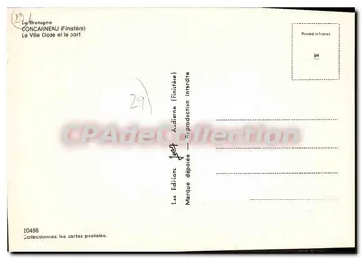 Concarneau — Vista do porto e da cidade fechada — Les Éditions Audierne — Verso