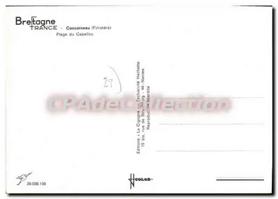 Plaża Cabellou — Concarnéau (Finistère) — Wydawnictwo La Cigogne — Rewers