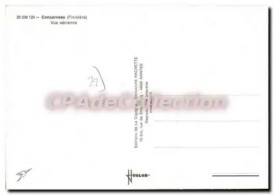 Concarneau (Finistère) — Vista aerea — Éditions de La Cigogne — Verso