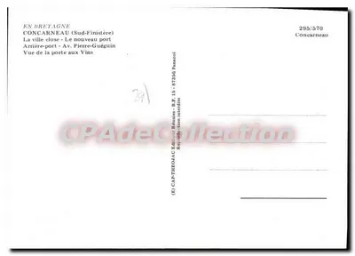 Concarneau — Vista da cidade, do porto e da porta dos Vinos — Edições Réunies Panazol — Verso