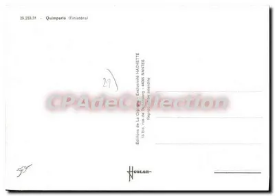 Quimperlé — widok miasta z mostem, kawiarnią i domem z ceglanym witrażem — Wydawnictwo La Cigogne, Nantes — Rewers