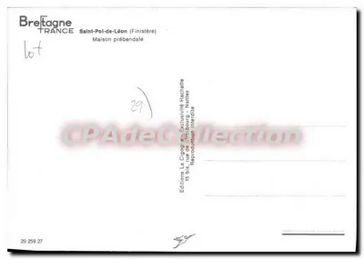 Saint-Pol-de-Léon (Finistère) — Dom prebendowy — Wydawnictwo La Cioque - Hachette — Rewers