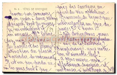 Kobieta bretońska — głowa Bretanii — wydawnictwo Jean Scherbeck, Nancy, n°8 — Rewers