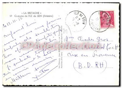 Traje da Ilha de Sein — Finistère — Les Édouard Jean KERSET, rua Victor Hugo, Audierne — Verso